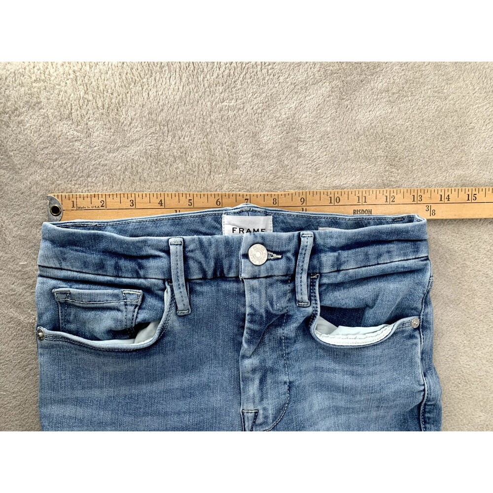 FRAME Le One Crop Mini Bootcut Jeans Light Wash High Rise Stretch Denim Size 1 - Picture 5 of 11